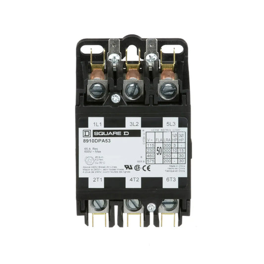8910DPA53V04 - Square D - Contactor 50 Amp - 3 Pole - 600 Volt - 277V COIL