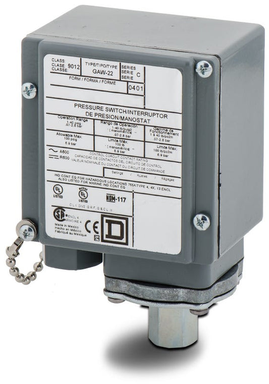Square D 9012GAW22 Pressure Switch