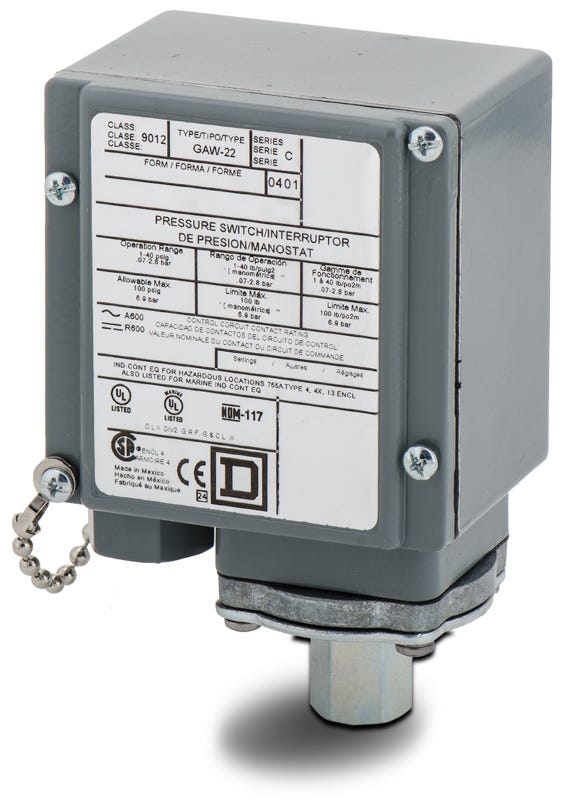 Square D 9012GAW22 Pressure Switch