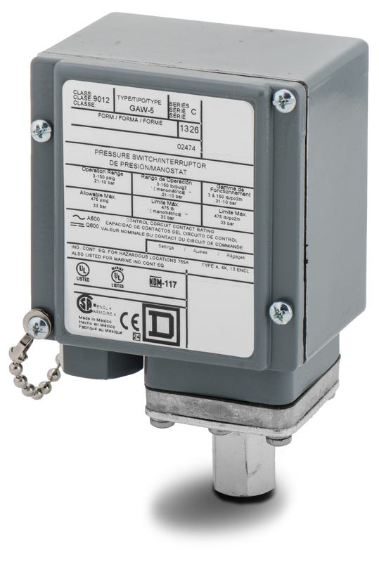 Square D 9012GAW5 Pressure Switch