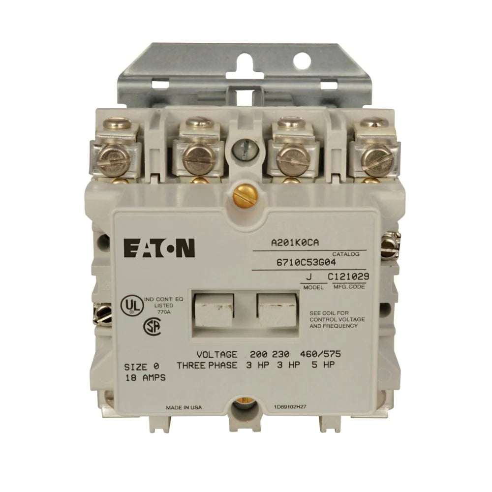 A201Kaca Eaton Contactor 9 Amp 3 Pole 600 Volt - Front View