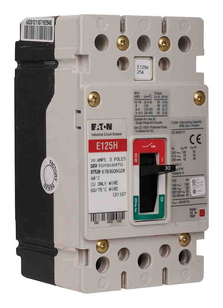 Eaton Egh3030Ffg 3 Pole Non Interchangeable Trip Thermal Magnetic Circuit Breakers - Detail View