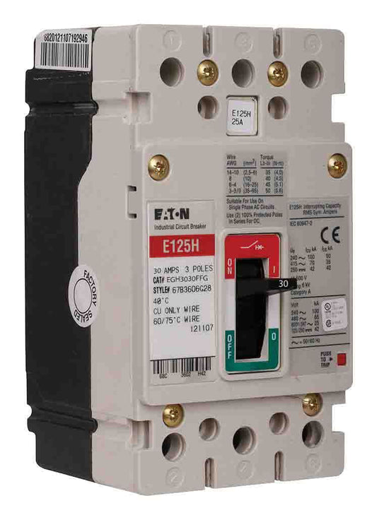 Eaton Egh3030Ffg 3 Pole Non Interchangeable Trip Thermal Magnetic Circuit Breakers - Detail View