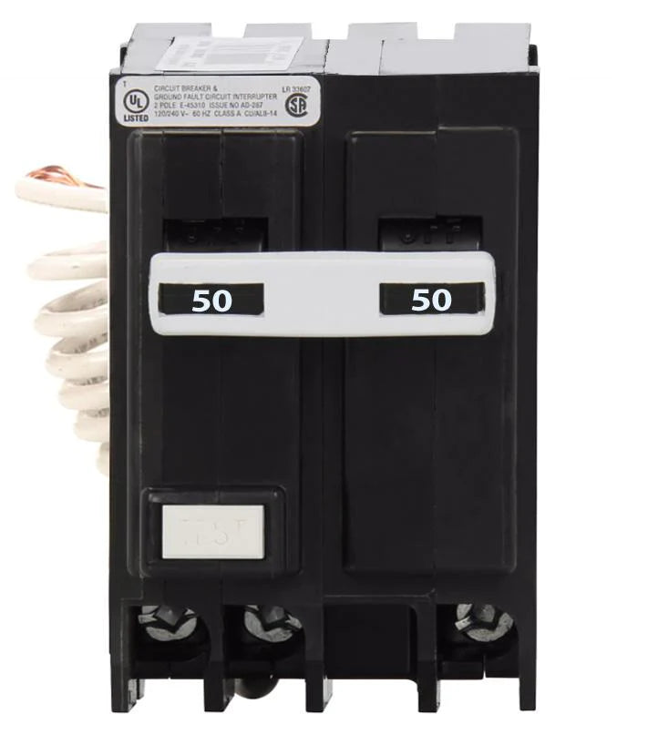 Gftcb250 Eaton Cutler Hammer 50 Amp Double Pole Gfci Circuit Breaker - Front View