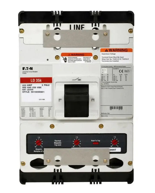 LD3600 - Eaton - Molded Case Circuit Breaker Feed-Thru - 600 Amp - 3 Pole - 600 Volt