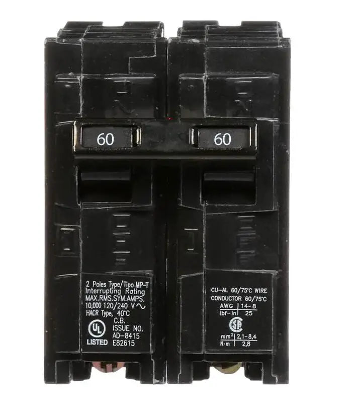 Q260S - Siemens - 60 Amp Thermal Magnetic Circuit Breaker Plug-In - 60 Amp - 2 Pole - 240 Volt
