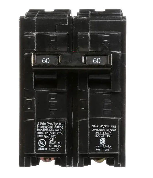 Q260S - Siemens - 60 Amp Thermal Magnetic Circuit Breaker Plug-In - 60 Amp - 2 Pole - 240 Volt
