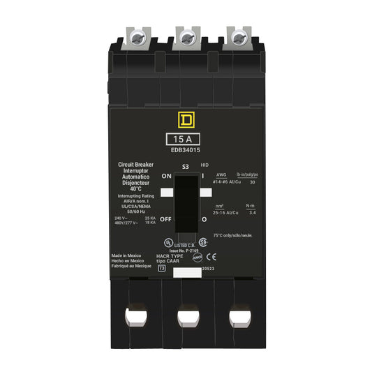 Square D EDB34015 15A 3P 480V Breaker