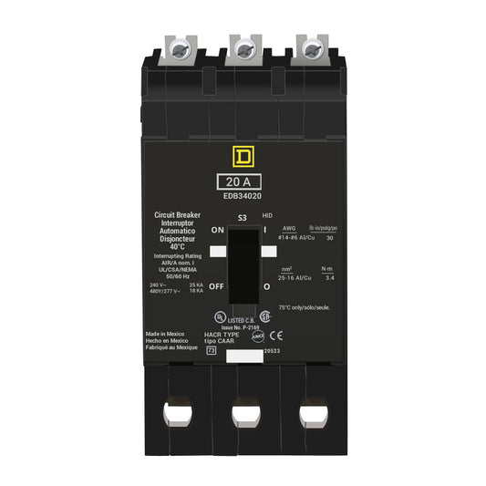 Square D EDB34020 20A 3P 480V Breaker