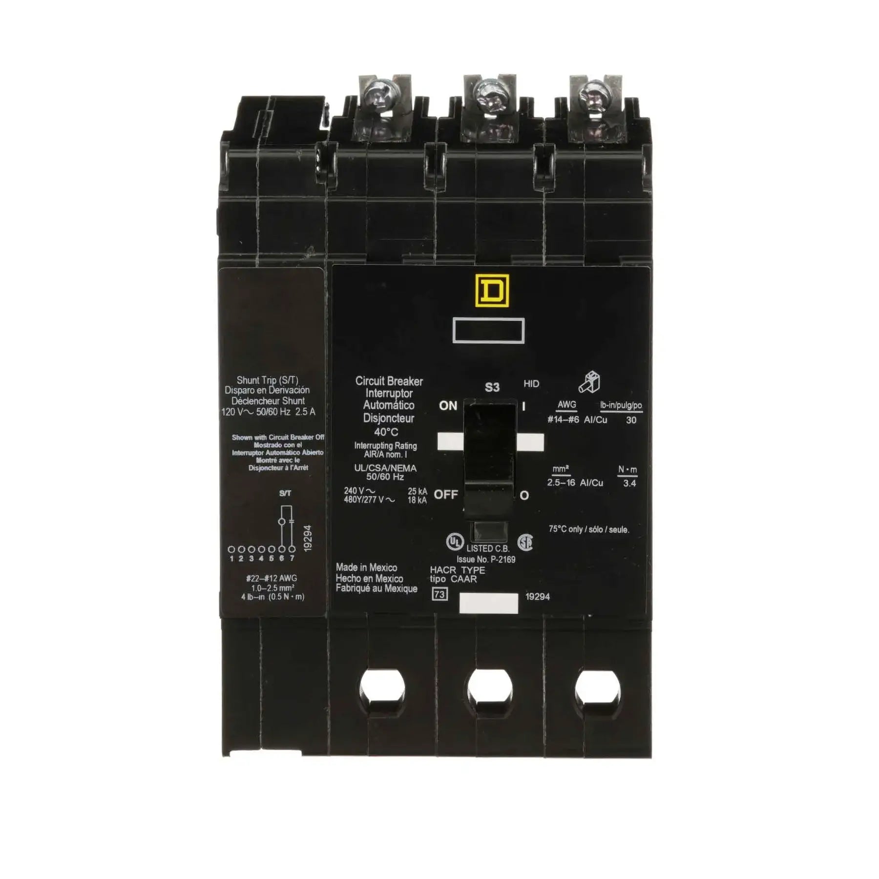 EDB34020SA - Square D - Molded Case Circuit Breaker Bolt-On - 20 Amp - 3 Pole - 480 V