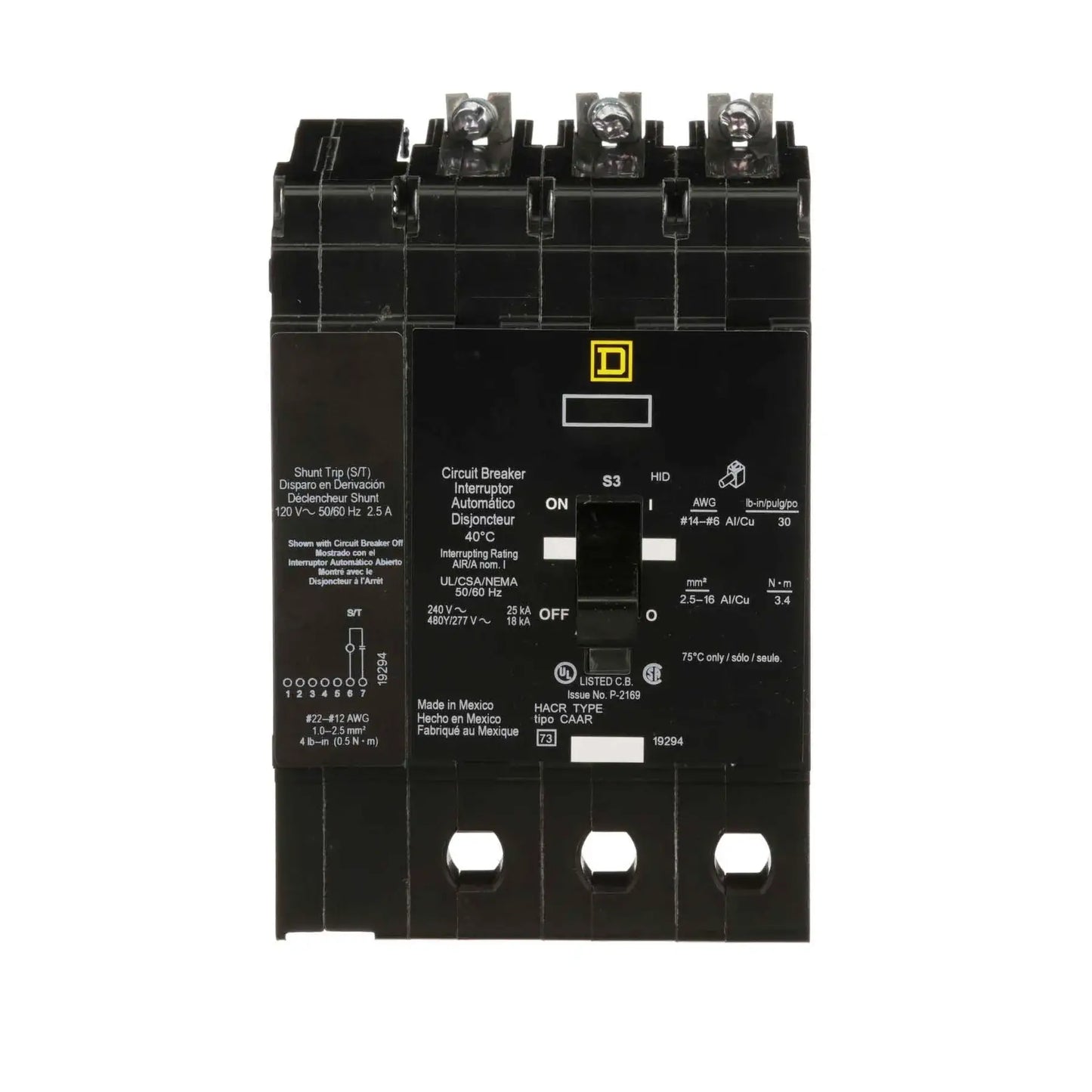EDB34020SA - Square D - Molded Case Circuit Breaker Bolt-On - 20 Amp - 3 Pole - 480 V