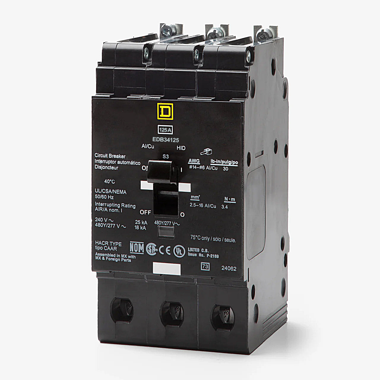 Square D EDB34125 125A 3P 480V