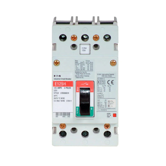 Egh3080Ffb Cutler Hammer Bolt On 600V 80A 3 Pole Circuit Breaker 65Ka480V - Front View