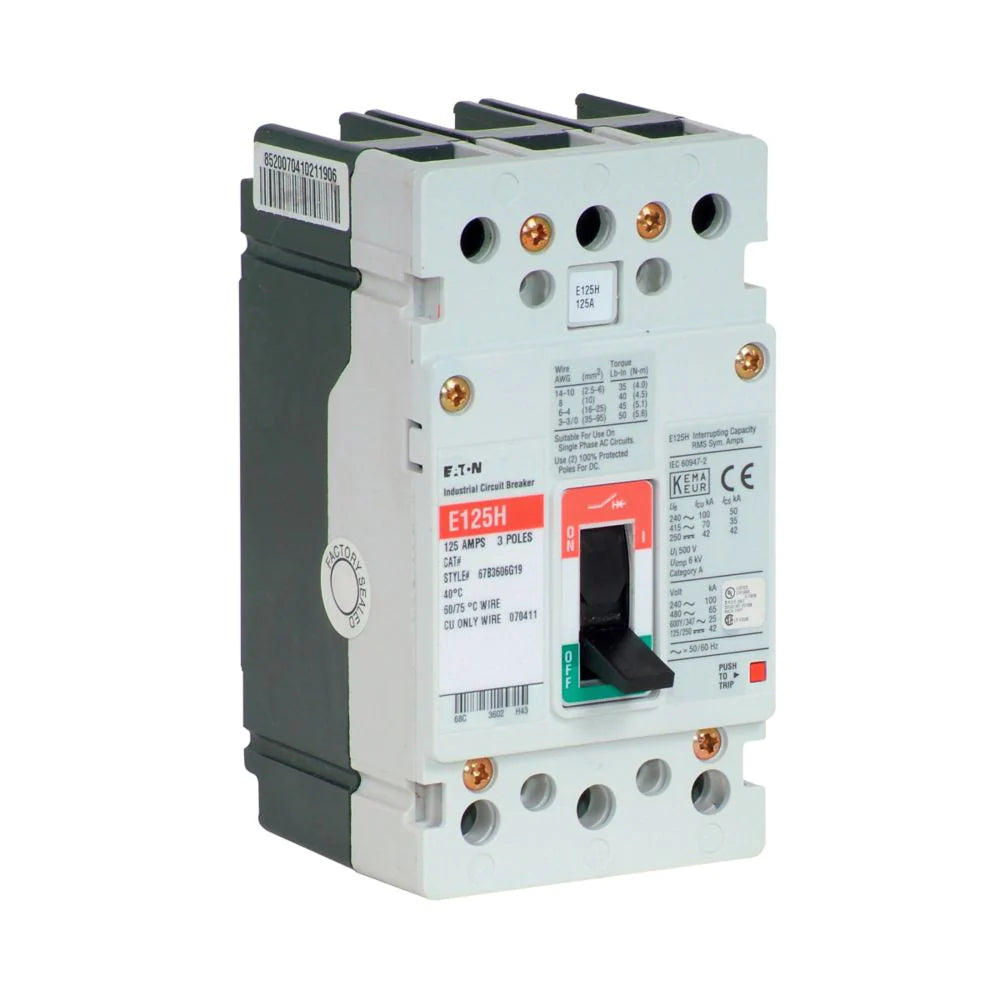 Egh3080Ffb Cutler Hammer Bolt On 600V 80A 3 Pole Circuit Breaker 65Ka480V - Detail View