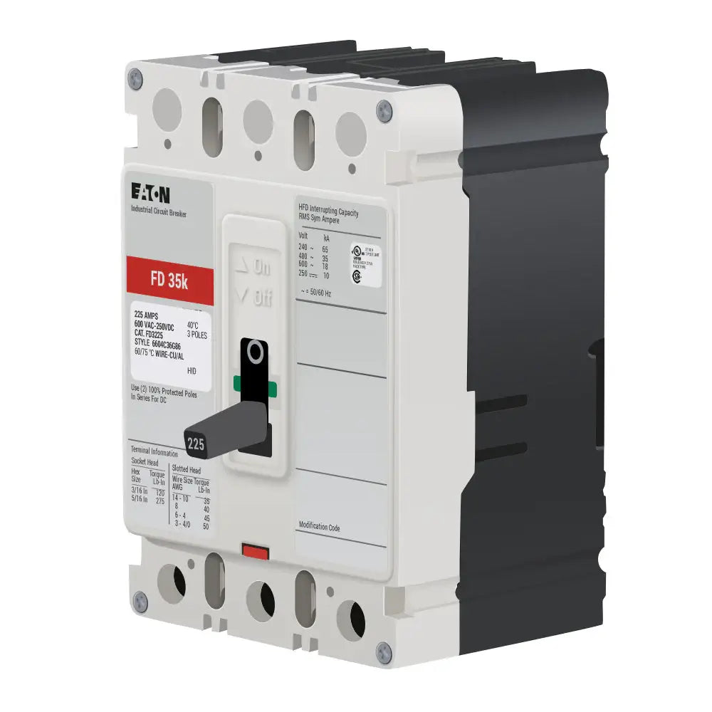 FD3225 - Eaton - Molded Case Circuit Breaker Bolt-On - 225 Amp - 3 Pole - 3 Volt