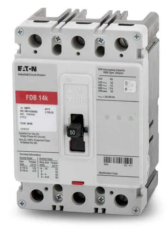 Eaton FDB3090L 3-Pole 90A Bolt-On Circuit Breaker 600V