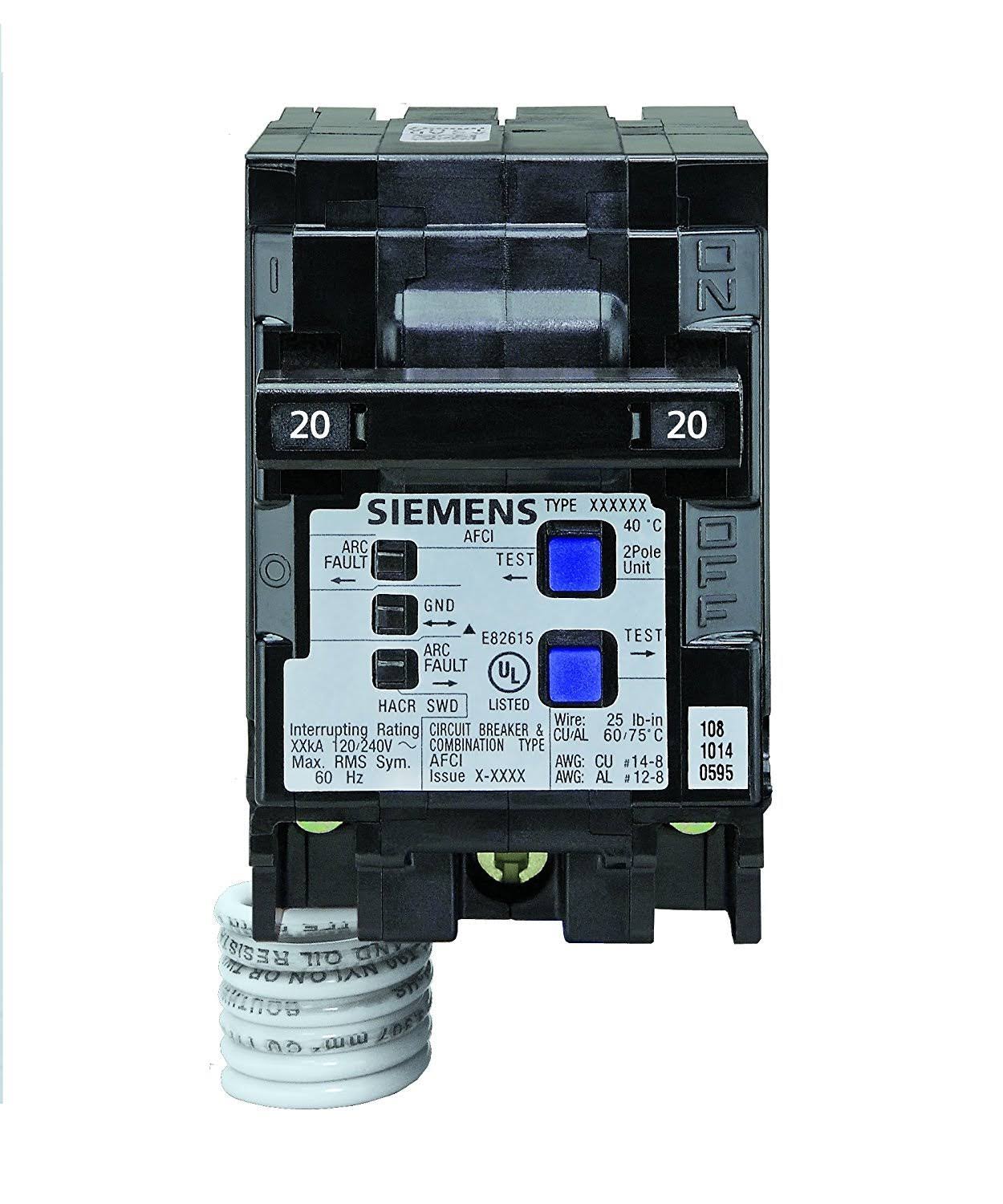 Siemens Q220AFC 20A 2-Pole 240V AFCI Circuit Breaker