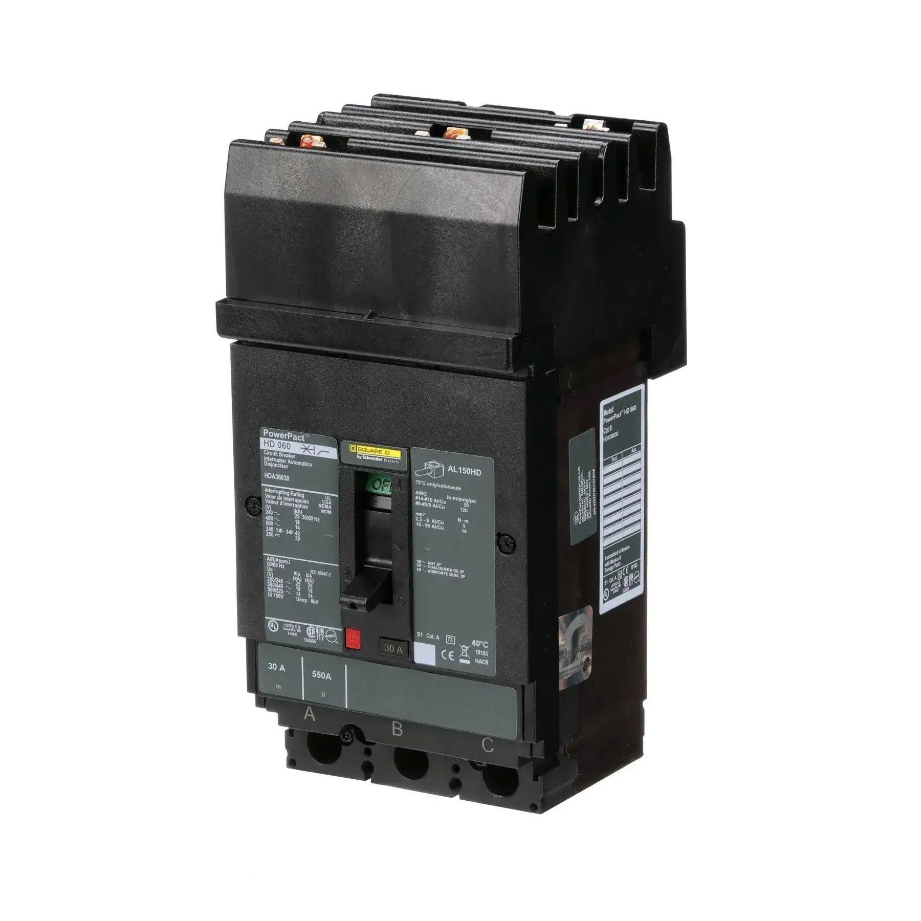 HDA36030 - Square D - Molded Case Circuit Breaker I-Line Plug-In - 30 Amp - 3 Pole - 600 Volt