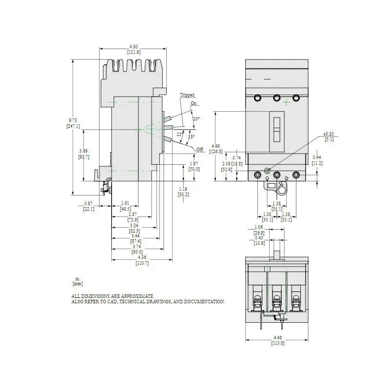 HGA36060 - Square D - Molded Case Circuit Breaker I-Line Plug-In - 60 Amp - 3 Pole - 600 Volt