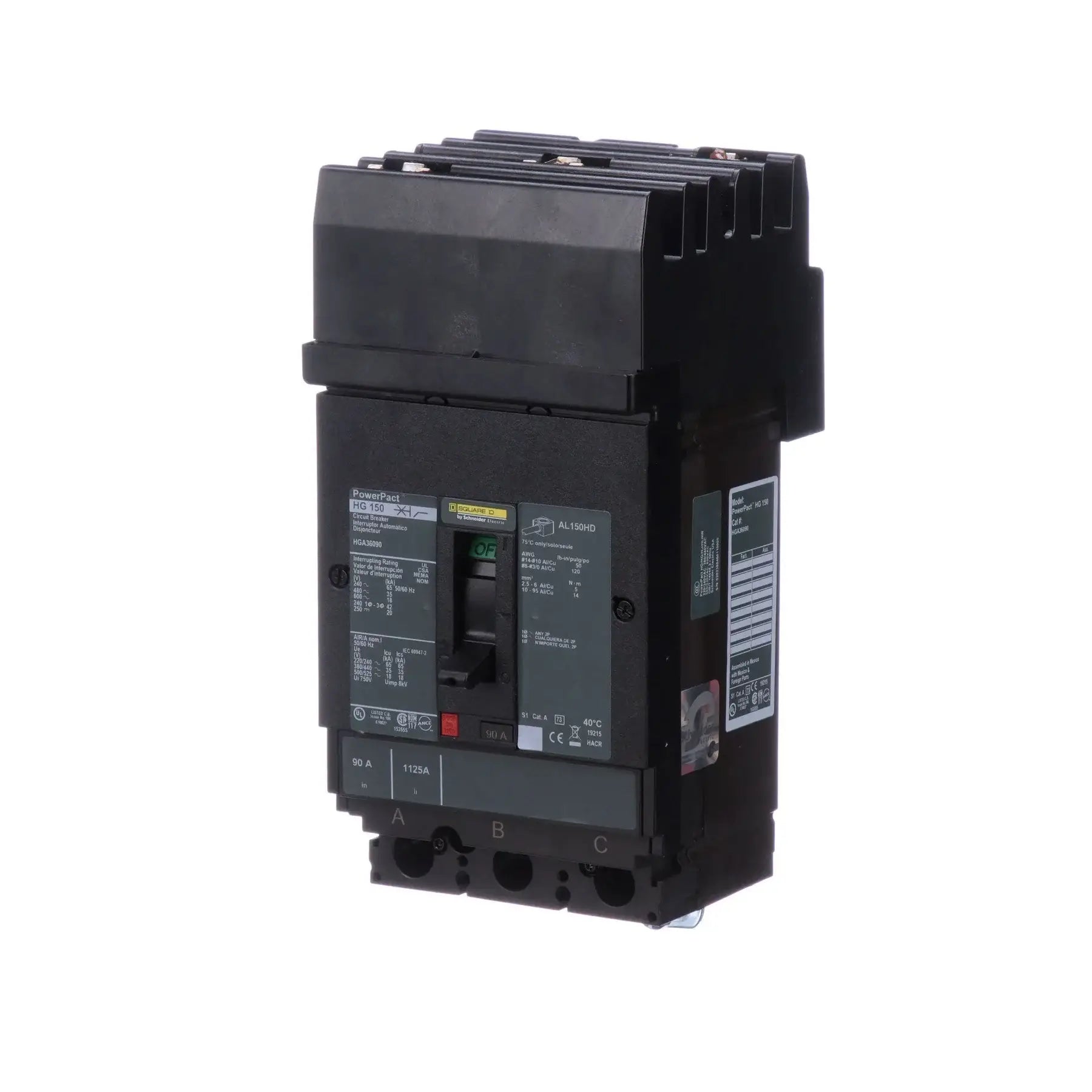 HGA36090 - Square D - Molded Case Circuit Breaker I-Line Plug-In - 90 Amp - 3 Pole - 600 Volt