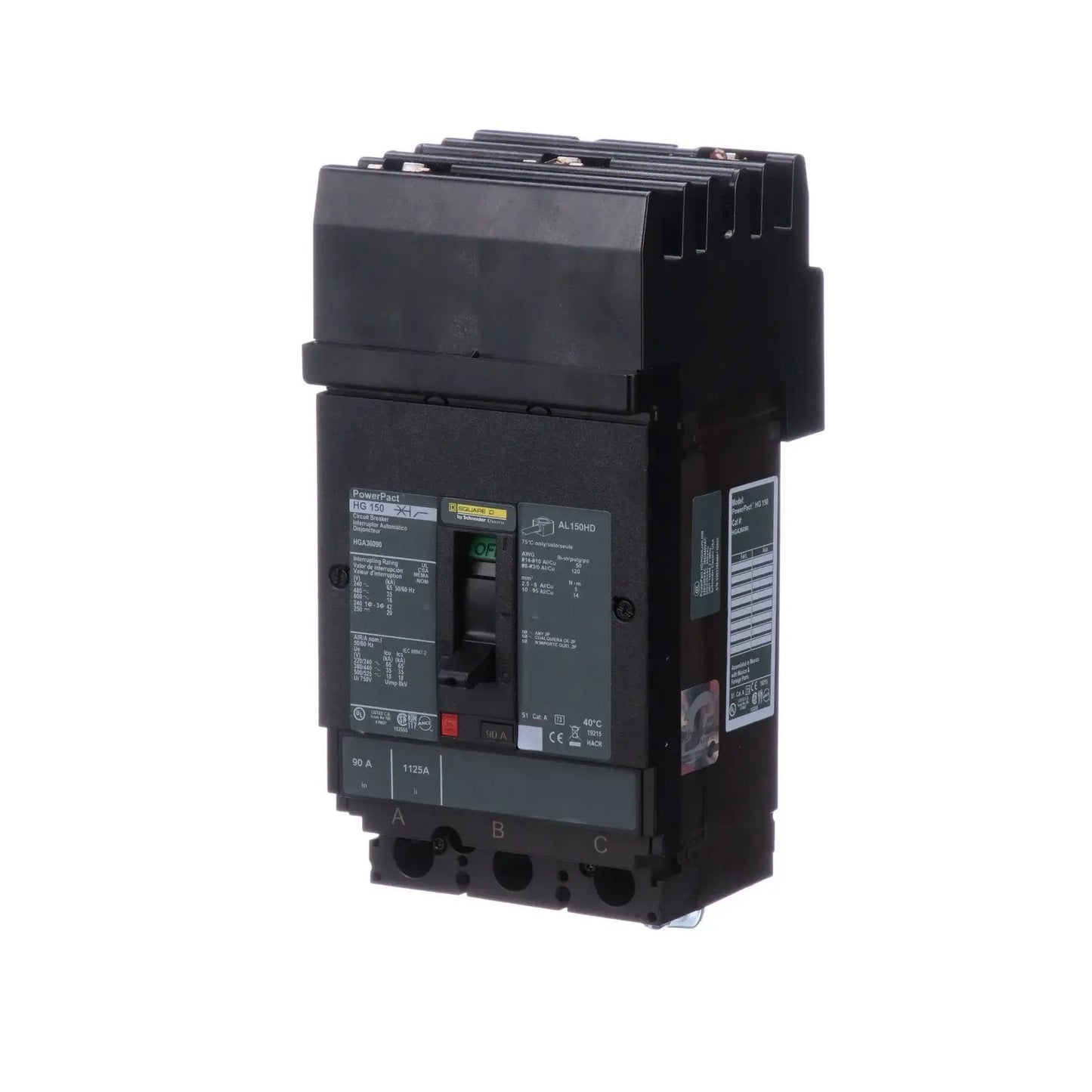 HGA36090 - Square D - Molded Case Circuit Breaker I-Line Plug-In - 90 Amp - 3 Pole - 600 Volt