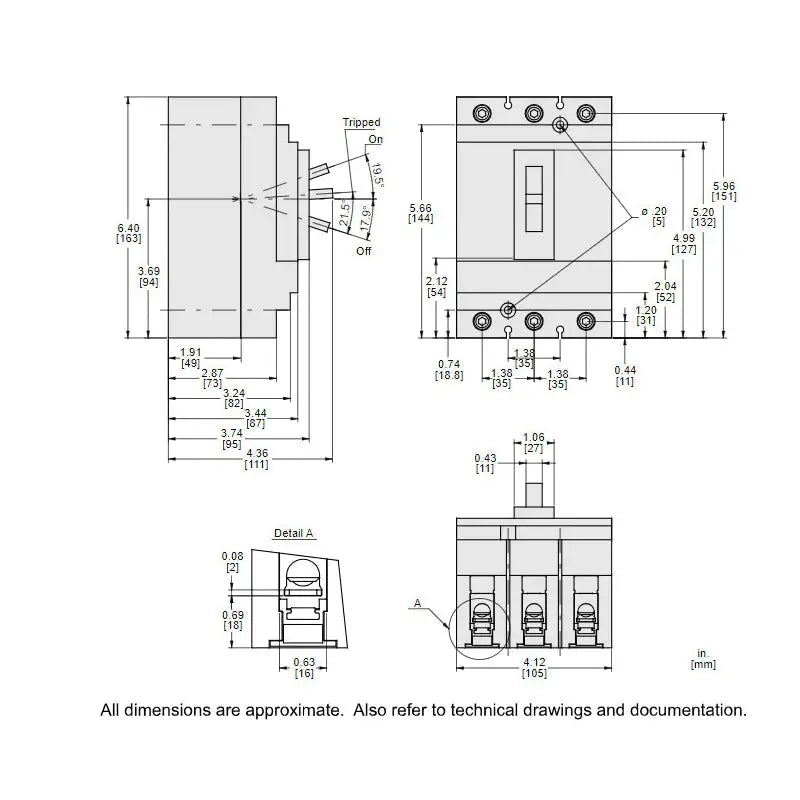 Square D HGL36040 3-Pole Feed-Thru Circuit Breaker 600V