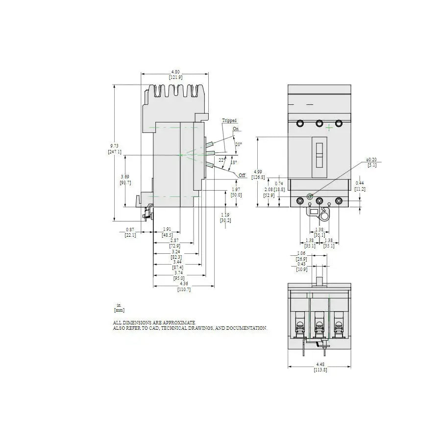 HJA36100 - Square D - Molded Case Circuit Breaker I-Line Plug-In - 100 Amp - 3 Pole - 600 Volt