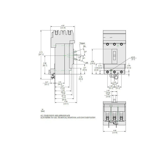 HJA36100 - Square D - Molded Case Circuit Breaker I-Line Plug-In - 100 Amp - 3 Pole - 600 Volt