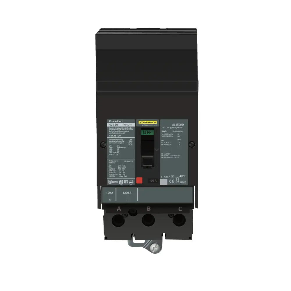 HJA36100 - Square D - Molded Case Circuit Breaker I-Line Plug-In - 100 Amp - 3 Pole - 600 Volt