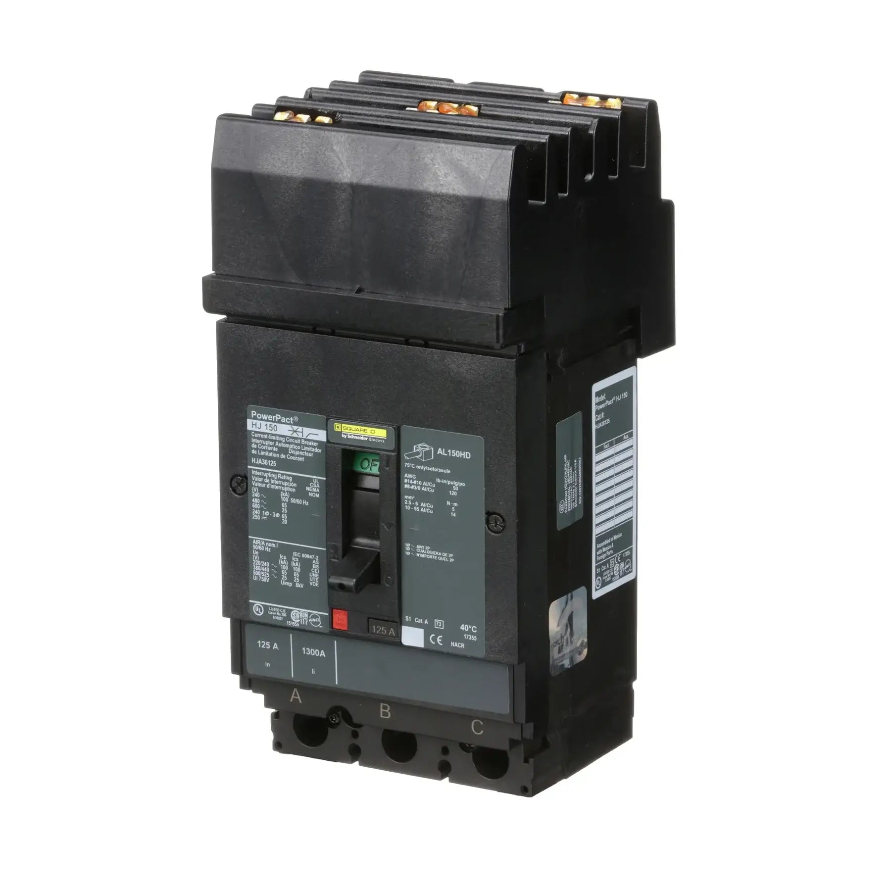 HJA36125 - Square D - Molded Case Circuit Breaker I-Line Plug-In - 125 Amp - 3 Pole - 600 Volt