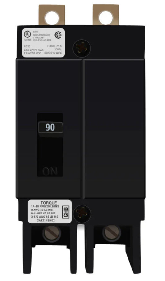 GHB2090 - Eaton - Molded Case Circuit Breaker Bolt-On - 90 Amp - 2 Pole - 480 Volt