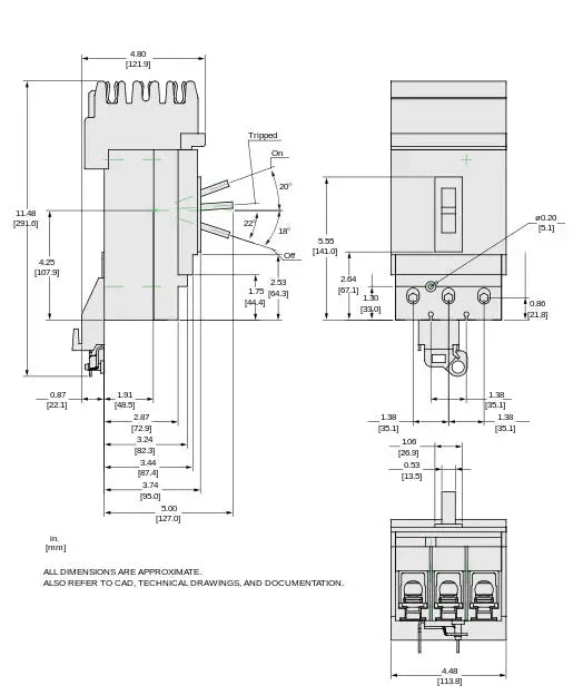 JJA36200 - Square D - Molded Case Circuit Breaker I-Line Plug-In - 200 Amp - 3 Pole - 600 Volt