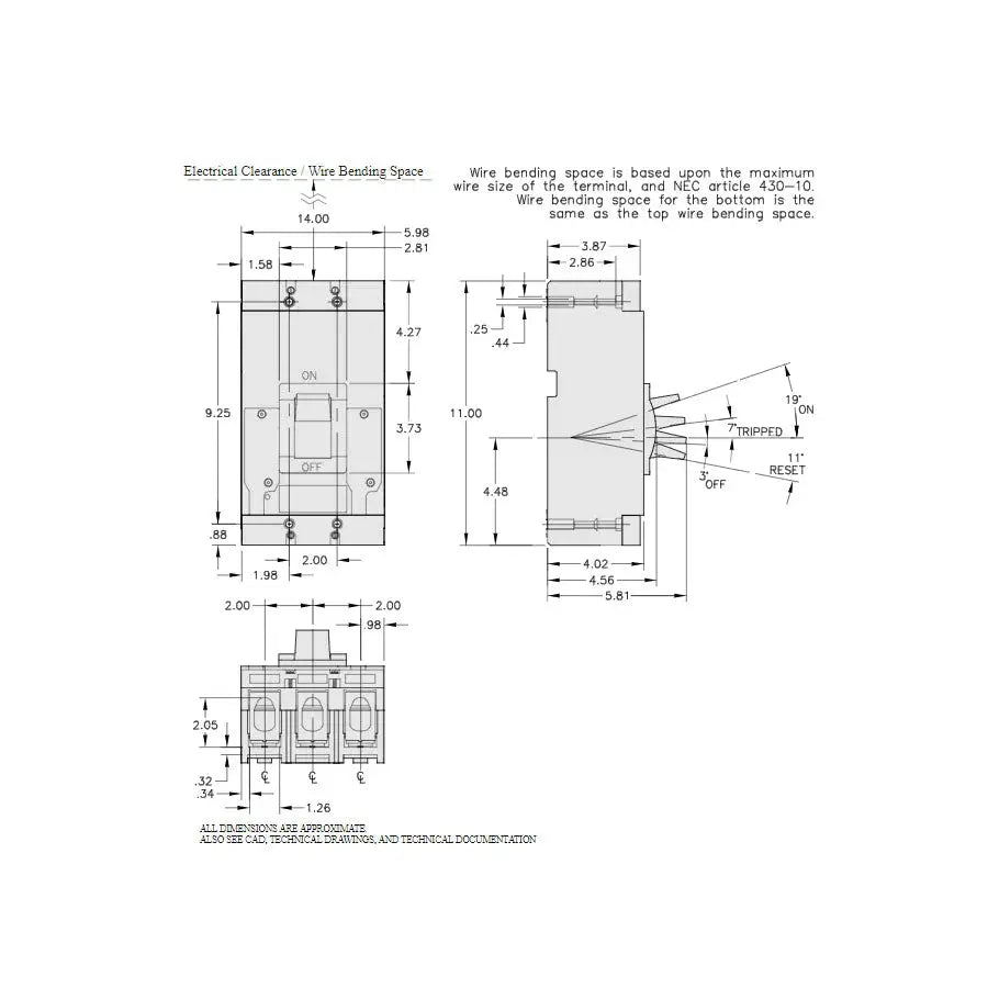 LAL36250 - Square D - Molded Case Circuit Breaker Feed-Thru - 250 Amp - 3 Pole - 600 Volt