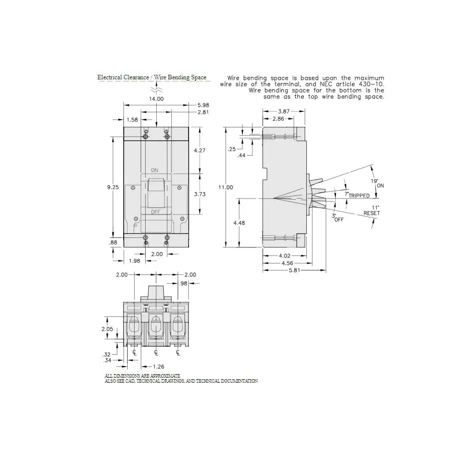 Square D LA36250 3-Pole 250A I-Line Plug-In Circuit Breaker 600V