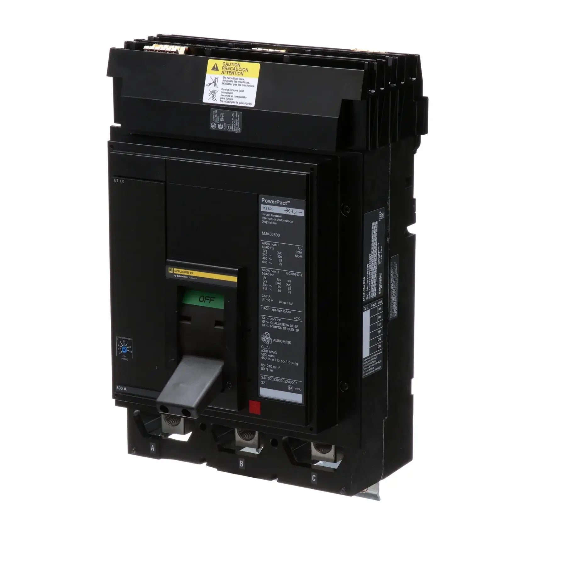 MJA36800 - Square D - Molded Case Circuit Breaker I-Line Plug-In - 800 Amp - 3 Pole - 600 Volt