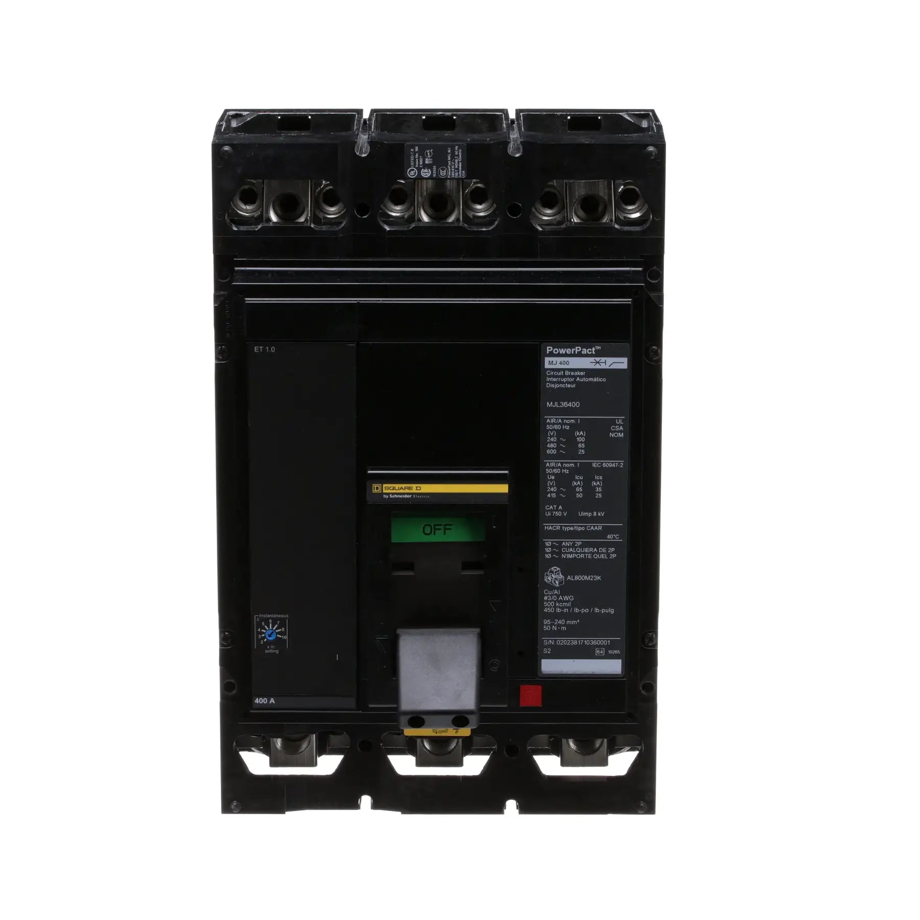 MJL36350 - Square D - Molded Case Circuit Breaker Feed-Thru - 350 Amp - 3 Pole - 600 Volt