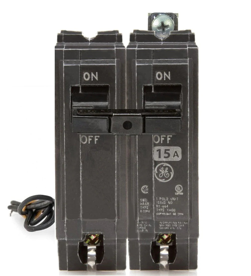 Thqb1115St1 Ge Molded Case Circuit Breaker Bolt On 15 Amp 1 Pole 120 Volt - Front View