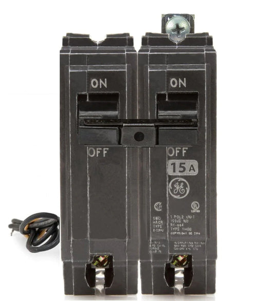 Thqb1115St1 Ge Molded Case Circuit Breaker Bolt On 15 Amp 1 Pole 120 Volt - Front View