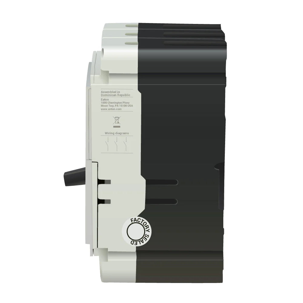 Pdg23G0020Tffl Eaton Molded Case Circuit Breakers Feed Thru 20 Amp 3 Pole 600 Volt - Side View