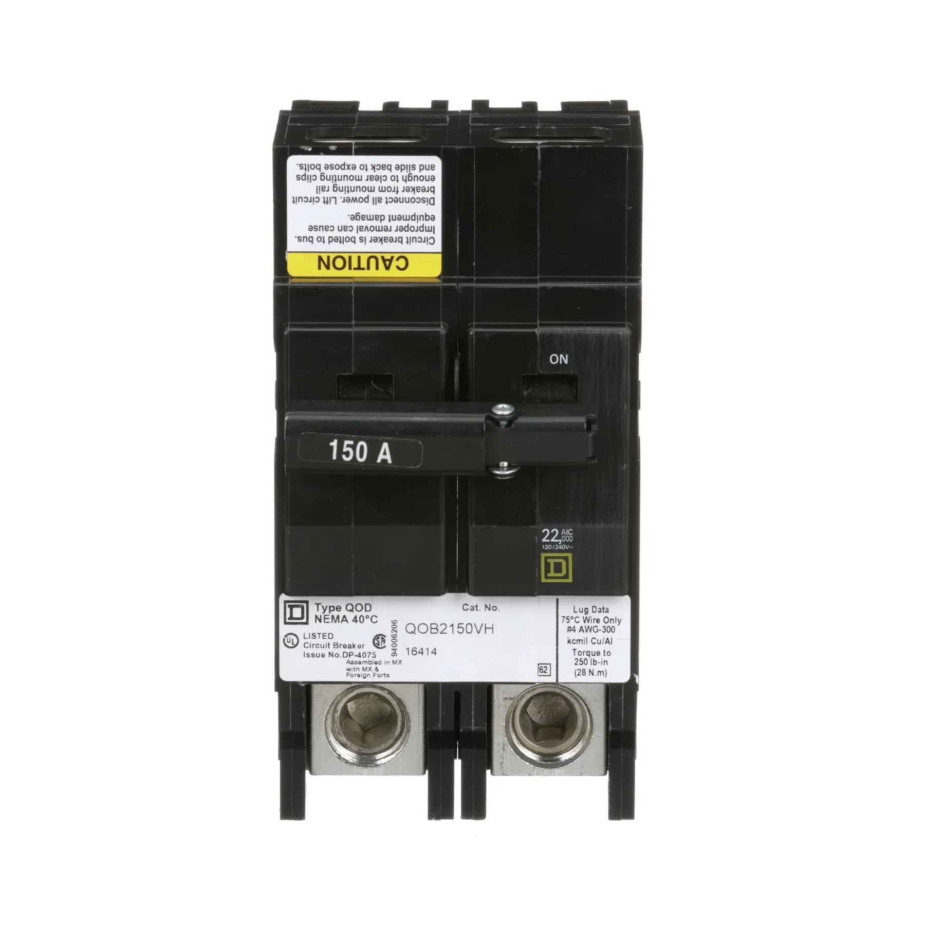 QOB2150VH - Square D - Circuit Breaker Bolt On - 150 Amp - 2 Pole - 240 Volt
