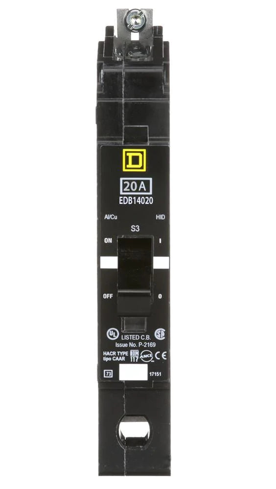 EDB14020 - Square D - Molded Case Circuit Breaker Bolt-On - 20 Amp - 1 Pole - 277 Volt