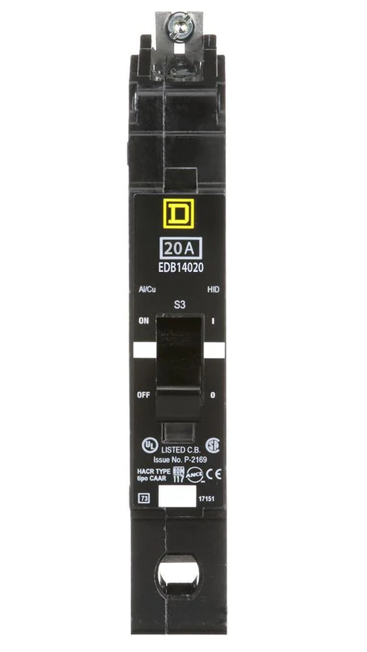 EDB14020 - Square D - Molded Case Circuit Breaker Bolt-On - 20 Amp - 1 Pole - 277 Volt