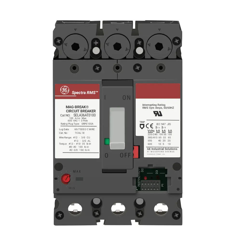 SELA36AT0100 - GE - Molded Case Circuit Breaker Bolt-On - 100 Amp - 3 Pole - 600 Volt