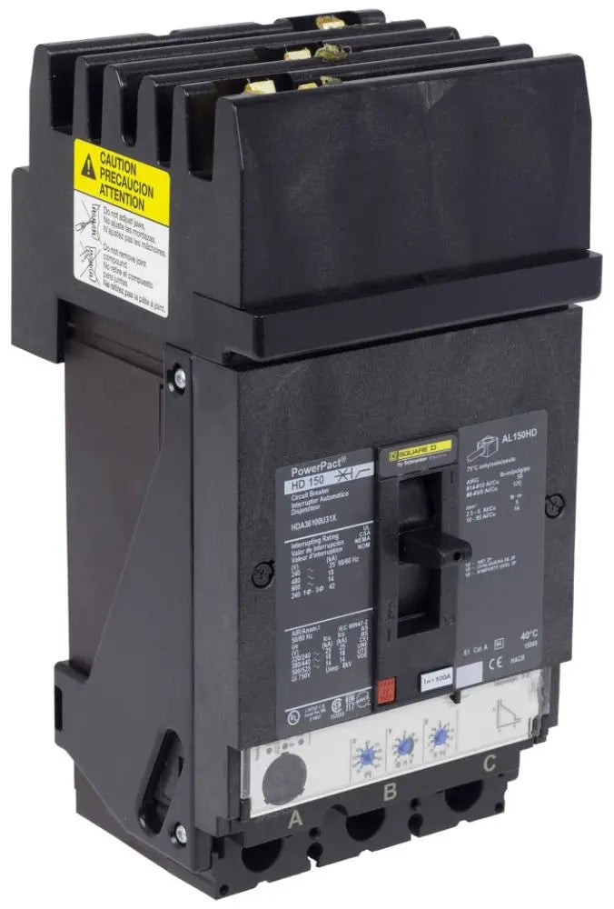 HDA36100U31X - Square D 100A 3-Pole 600V I-Line Circuit Breaker