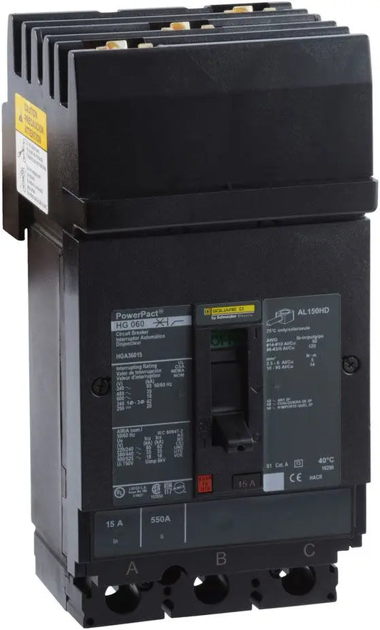 HGA36015 - Square D / Schneider Electric 15A 3-Pole 600V I-Line Circuit Breaker