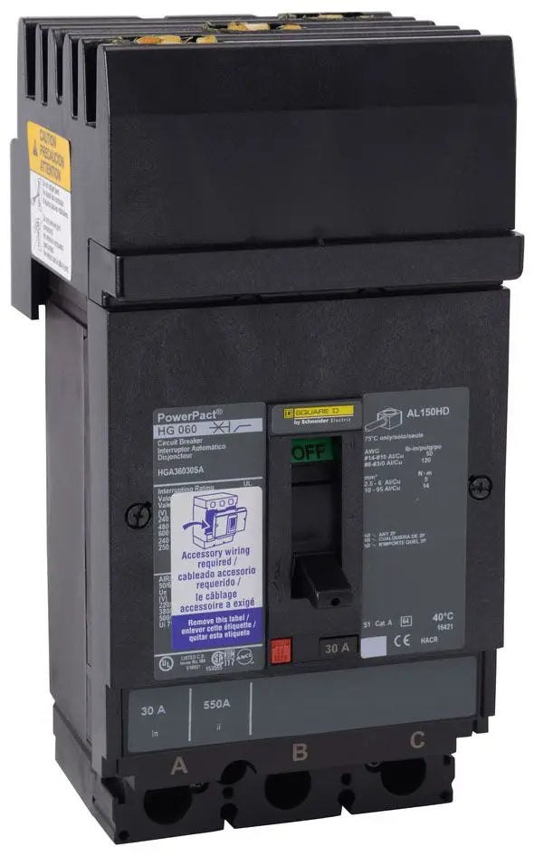 HGA36035 - Square D 35A 3-Pole 600V I-Line Circuit Breaker