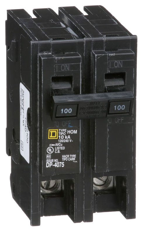 Square D Hom2100 2 Pole Standard Trip Plug In Circuit Breakers - Front View