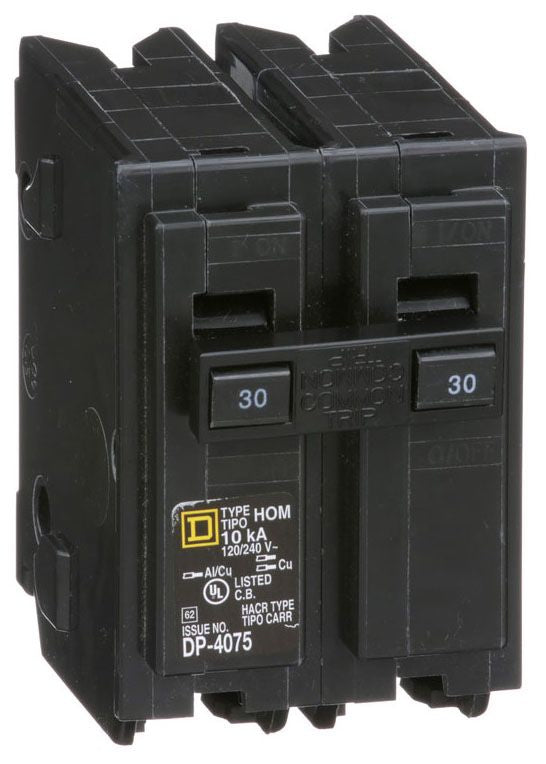 Square D Hom230 2 Pole Standard Trip Plug In Circuit Breakers - Front View