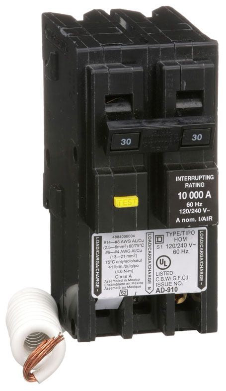 Square D Hom230Gfi 2 Pole Ground Fault Gfci Plug In Circuit Breakers - Front View