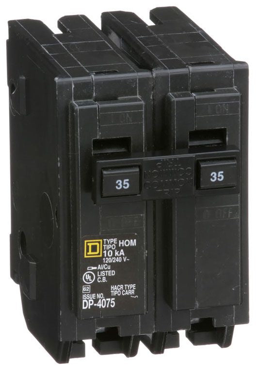 Square D Hom235 2 Pole Standard Trip Plug In Circuit Breakers - Front View